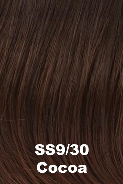 Color Shaded Cocoa (SS9/30) for Raquel Welch wig Voltage Elite.  Dark brown base with subtle golden auburn undertones and a dark root.