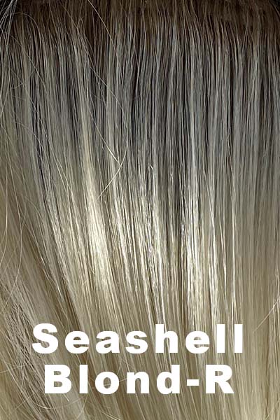 Color Seashell Blond-R for Noriko wig Zane #1717. Soft brown root with cool white blonde and creamy white tones.