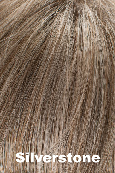 Color Silverstone for Tony of Beverly wig Cora.  Medium ashy brown base with pearly blonde highlights.