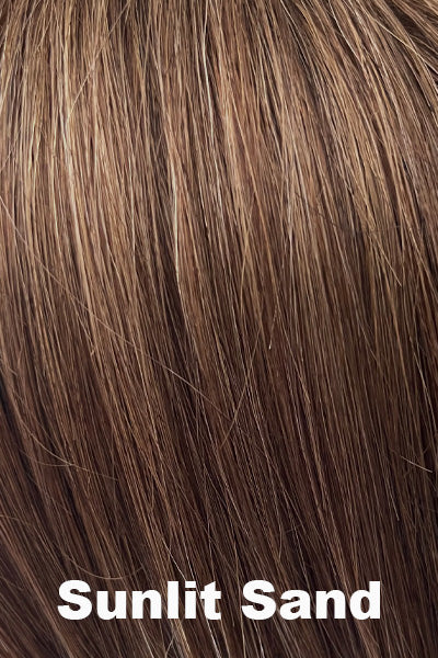 Color Sunlit Sand for Orchid wig Olivia Human Hair (#8714).  A dark blond base with a rich honey tone that gradually gets lighter towards the ends.