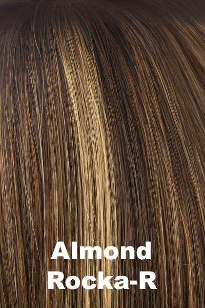 Color Almond Rocka-R for Noriko wig Seville #1685. Rich medium brown base with light reddish brown and medium golden blonde highlights and a deep brown root