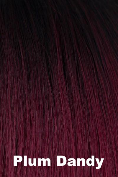 Color Plum Dandy for Orchid wig Envious (#4109). Dark brown root with a burgundy, wine and violet red base.