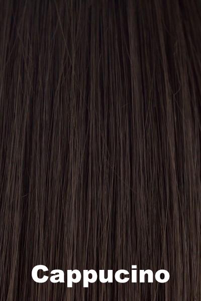 Color Cappucino Large for Noriko wig Angelica Large Cap #1702. A blend of deep brown base and warm rich mahogany brown.