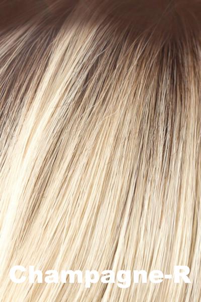 Color Champagne-R for Alexander Couture wig Joslin (#1030).  Creamy blonde base with a golden blonde hue and a warm medium blonde rooting.