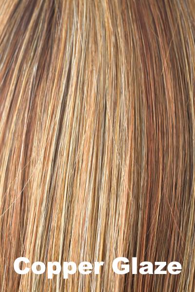 Color Copper Glaze for Amore wig Tova #2540. Medium copper brown base with honey golden blonde and red copper highlights.