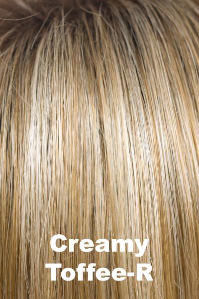 Color Creamy Toffee-R for Noriko wig Dolce #1686. Rooted dark blonde and honey blonde blend with creamy blonde highlights.