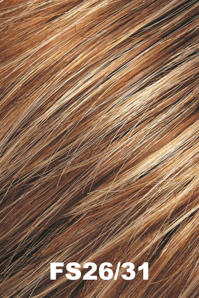 Color FS26/31 (Caramel Syrup) for Jon Renau wig Vanessa (#5386). Medium red base with creamy blonde and wheat blonde highlights.