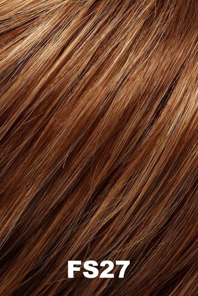 Color FS27 (Strawberry Syrup) for Jon Renau wig Mariska Petite (#5981). Dark red base with golden blonde highlights.