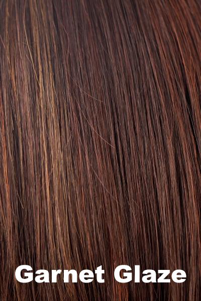 Color Garnet Glaze for Noriko wig May #1673. Burgundy base with bright red and light reddish brown highlights.