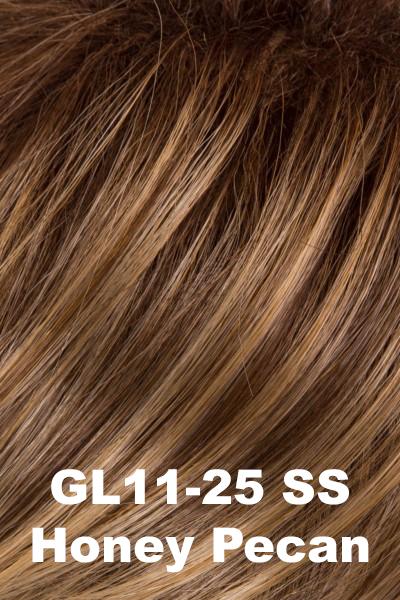 Color SS Honey Pecan (GL11-25SS) for Gabor wig True Demure petite.  Dark warm blonde with chunky golden highlights and face framing highlights.