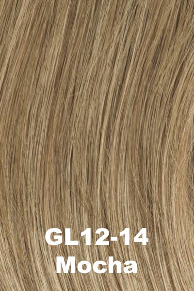 Color Mocha (GL12-14) for Gabor wig Dare to Flair.  Dark cool blonde base with sandy blonde highlights.