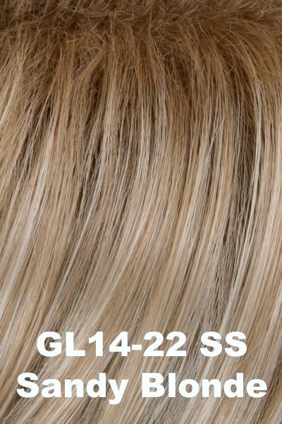 Color SS Sandy Blonde(GL14-22SS) for Gabor wig Serving Style.  Golden blonde with pale buttery blonde highlights and gently shadowed rooting.