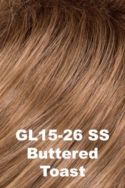 Color SS ButteRedToast (GL15-26SS) for Gabor wig Sweet Talk.  Caramel blonde with sandy blonde-light golden blonde highlights and shadow rooting.