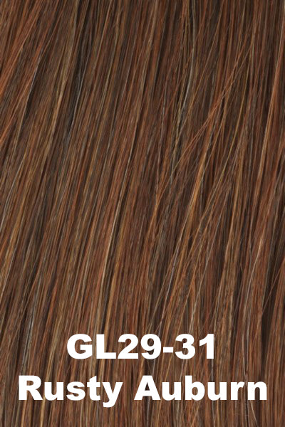 Color Rusty Auburn (GL29-31) for Gabor wig Unspoken.  Medium auburn with a hint of light brown, honey blonde, golden blonde, and light golden copper highlights.