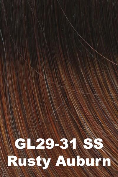 Color SS Rusty Auburn (GL29-31SS) for Gabor wig Opulence.  Auburn base with chocolate brown undertones, medium copper and amber highlights with shaded roots.