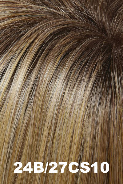 Color 24B/27CS10 (Shaded Butterscotch) for Jon Renau top piece EasiPart XL HD 18 (#358). Golden blonde and warm redish gold blonde blend.