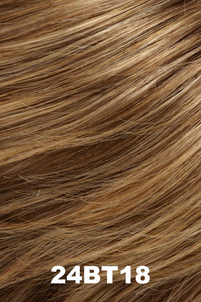 Color 24BT18 (Eclair) for Jon Renau wig Spicy (#5144). Chestnut brown base with golden and honey blonde highlights and golden blonde tips.
