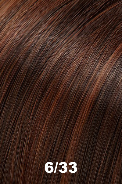 Color 6/33 (Raspberry Twist) for Jon Renau wig Spicy (#5144). Blend of medium warm toned brown and subtle copper brown woven throughout.