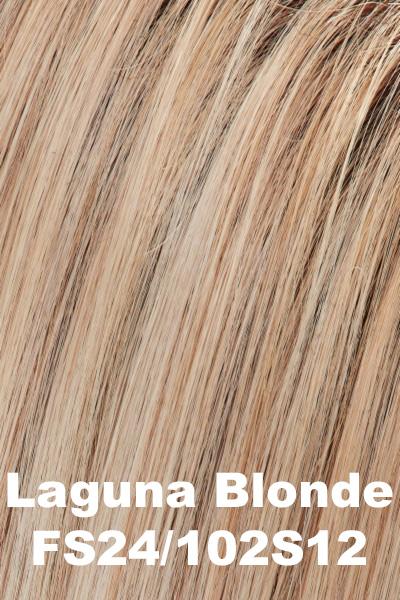 Color FS24/102S12 (Laguna Blonde) for Jon Renau wig Zara (#5133). Pale creamy blonde base with subtle honey blonde woven throughout and a light golden brown root.