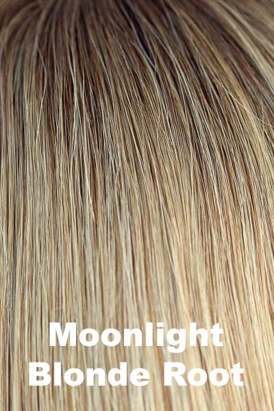 Color Moonlight Blonde Root for Orchid Top Piece Discreet Topper (#8703) Human Hair. Medium warm blonde and cool lite blonde mix with medium brown roots.