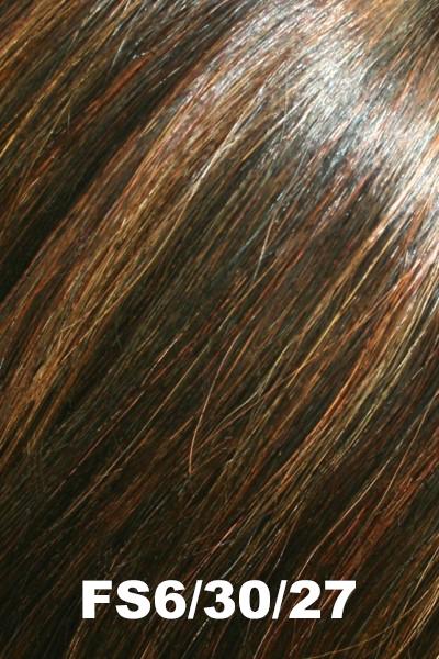 Color FS6/30/27 (Toffee Truffle) for EasiHair EasiPieces 16'' L x 4" W (#786). Chestnut brown and auburn blend with golden copper highlights.