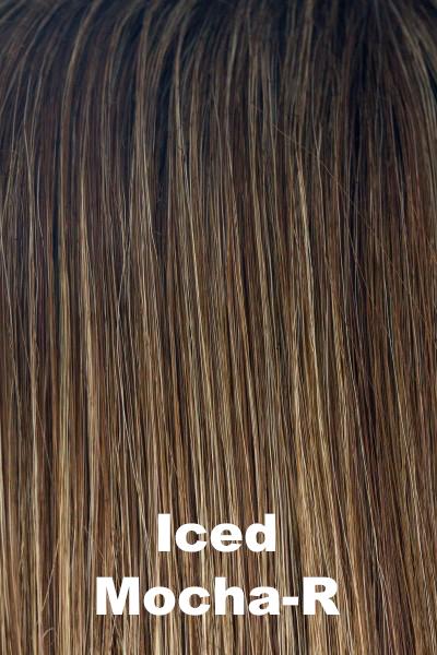 Color Iced Mocha-R for Noriko wig Ivy #1679. Medium brown base with cool light blonde highlights and a warm dark root.
