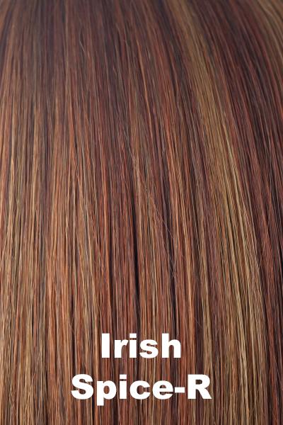 Color Irish Spice-R for Noriko wig Reese #1660. Medium red brown roots with cool copper highlights and chestnut, dark copper brown undertones.