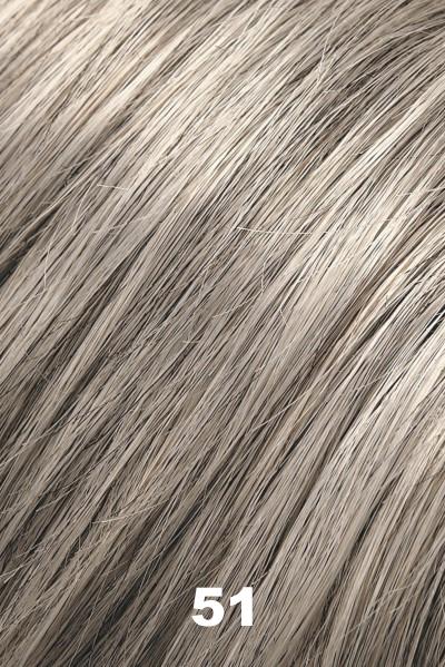 Color 51 (Licorice Twist) for Jon Renau wig JR (#444). Light grey base with 30% dark brown highlights. 