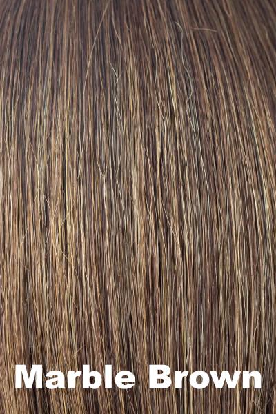 Color Marble Brown for Alexander Couture wig Bethany (#1028).  Warm dark brown and medium golden blonde mix.