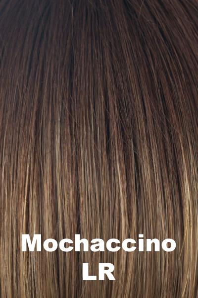 Color Mochaccino-LR for Amore wig Reed #2577. Rich milk chocolate long root with cream blonde and ice coconut blonde highlights and a caramel undertone.