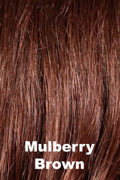 Color Mulberry Brown for Noriko wig Taylor #1708. Dark red brown with subtle violet hues.