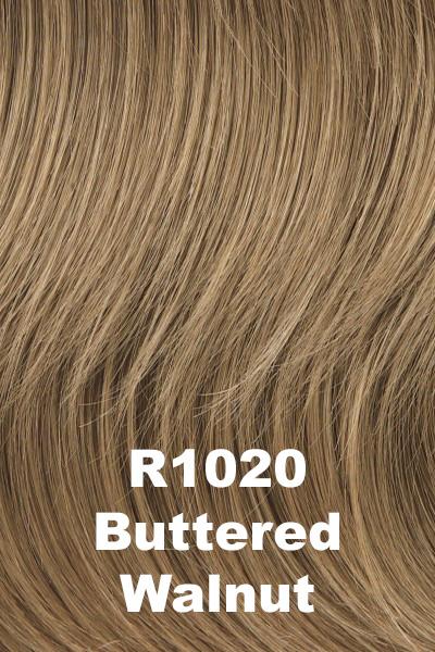 Color Buttered Walnut (R1020) for Raquel Welch wig Tress.  Medium brown base with dark blonde highlights.