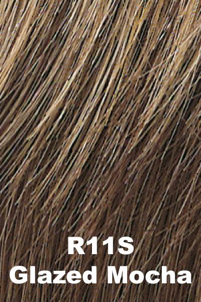 Color Glazed Mocha (R11S)  for Raquel Welch wig Winner Large.  Medium brown with heavier warm blonde highlights.