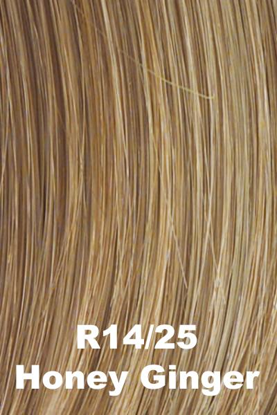 Color Honey Ginger (R14/25)   for Raquel Welch Top Piece Indulgence Remy Human Hair.  Dark blonde base with honey blonde and ginger blonde highlights.