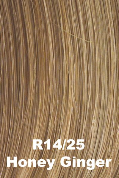 Color Honey Ginger (R14/25) for Raquel Welch wig Go For It.  Dark blonde base with honey blonde and ginger blonde highlights.