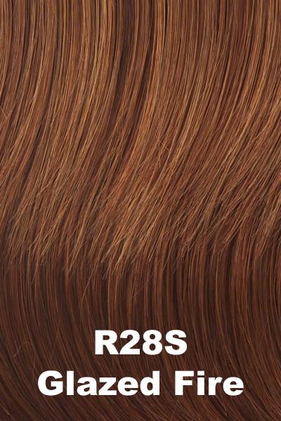 Color Glazed Fire (R28S) for Raquel Welch wig Trend Setter.  Dark auburn base with bright copper highlights.