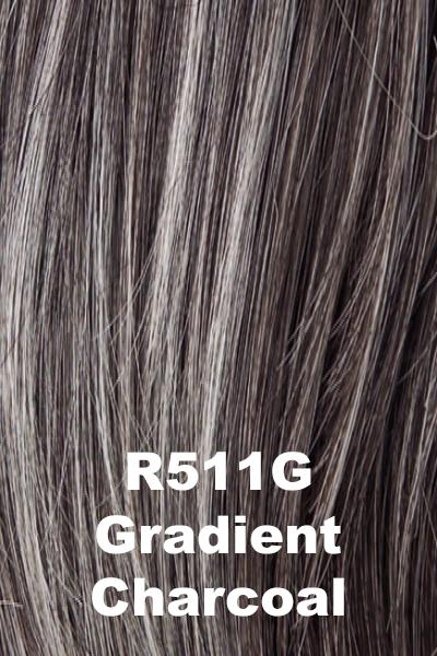 Color Gradient Charcoal (R511G) for Raquel Welch wig Sparkle Elite.  Steel grey with light grey highlights and a touch of light brown and a darker nape area.