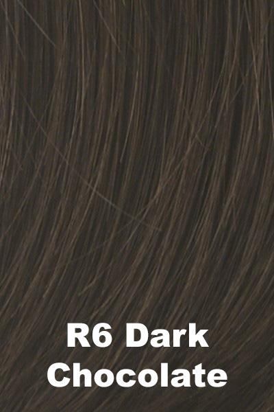 Color Dark Chocolate (R6) for Raquel Welch Top Piece Charmed Life 12" Human Hair.  Rich dark chocolate brown.