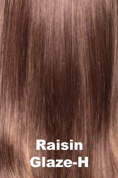Color Raisin Glaze-H for Noriko wig Sky Large Cap #1699. Dark Brown base with creamy cedar and peach highlights.