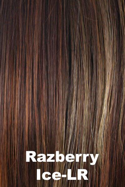 Color Razberry Ice-LR for Alexander Couture wig Safi (#1019).  Long dark brown base with violet hues gradually blending into dark copper highlights and ash blonde and rouge undertones.