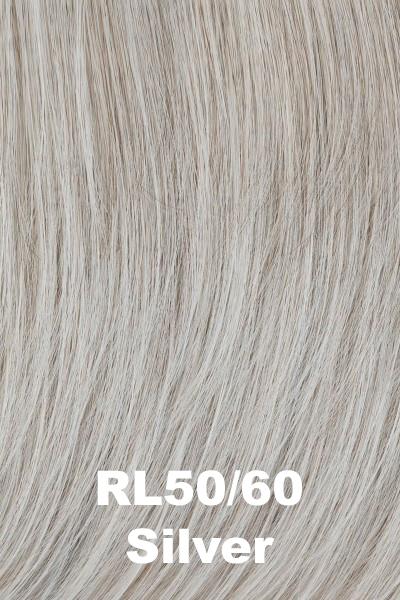 Color Silver (RL56/60) for Raquel Welch wig Classic Cut.  Lightest grey with a very subtle hint of light brown and pure white highlights.