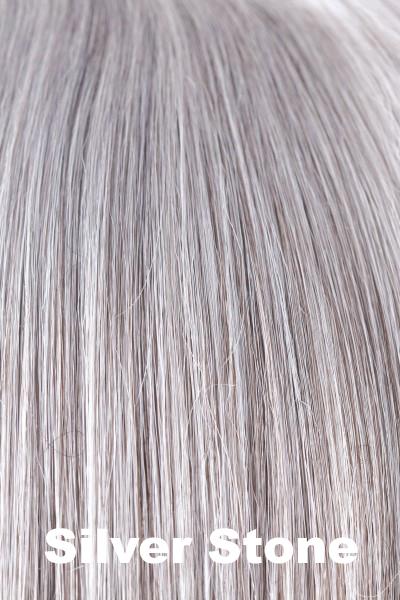 Color Silver Stone for Noriko wig Dolce #1686. Silver white and dark brown base with salt and pepper ends