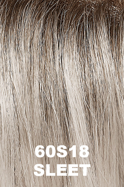 Color 60S18 (Sleet) for Jon Renau wig Victoria (#5959). Shaded white and ash blonde blend with dark roots. 