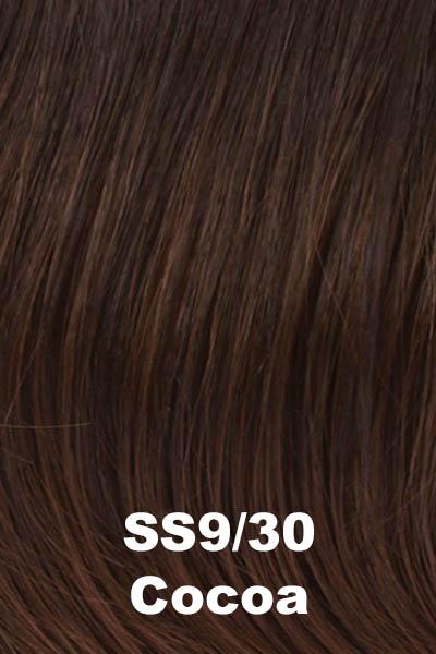 Color Cocoa (SS9/30) for Raquel Welch wig Play It Straight.   Dark brown base with subtle golden auburn undertones and a dark root.