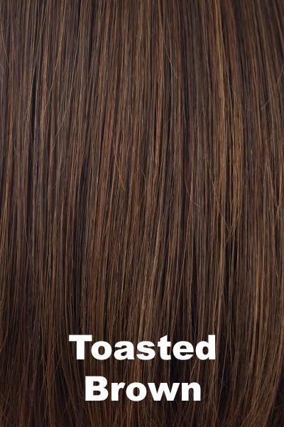 Color Toasted Brown for Noriko wig Jolie #1662. Dark warm brown with warm copper brown highlights.