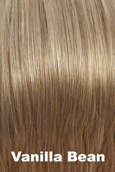 Color Vanilla Bean for Rene of Paris wig Audrey #2350. Dark golden blonde base with wheat blonde and strawberry blonde highlights.