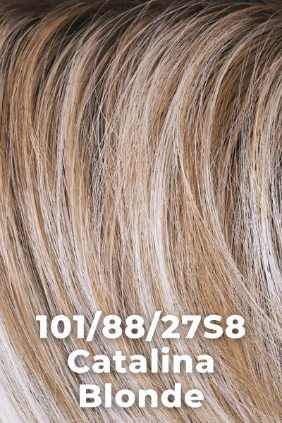 Jon Renau Wigs - Dawn (#5180) - 101/88/27S8 (Catalina Blonde). A cool, sunkissed blonde with a bold platinum money piece and medium brown roots.