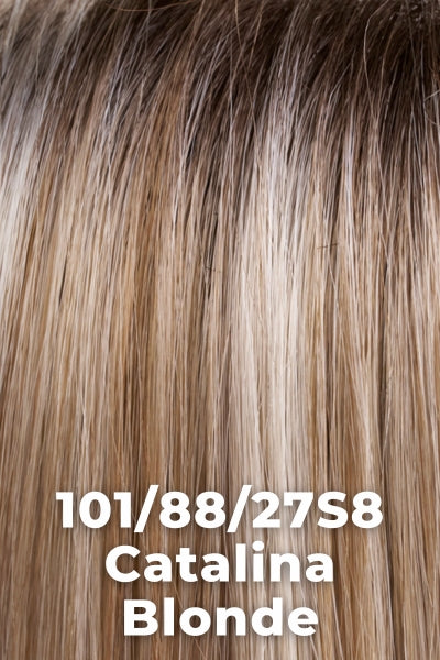 Jon Renau Wigs - Miranda (#5996) - 101/88/27/S8 (Catalina Blonde). A cool, sunkissed blonde with a bold platinum money piece and medium brown roots.