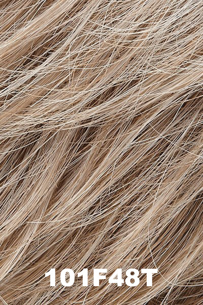 Color 101F48T (Martini) for Jon Renau wig Allure Mono (#5370). Light brown blended with 75% grey, soft white face framing highlights, and tips.
