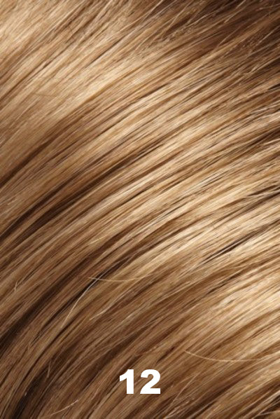 Color 12 (Coffee Cake) for Jon Renau wig Sheena (#5129). Light warm golden blonde with light brown lowlights and honey blonde woven throughout.